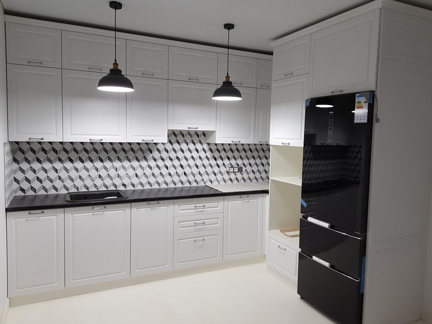 Белый кухонный гарнитур-Кухня МДФ в ПВХ «Модель 474»-фото1