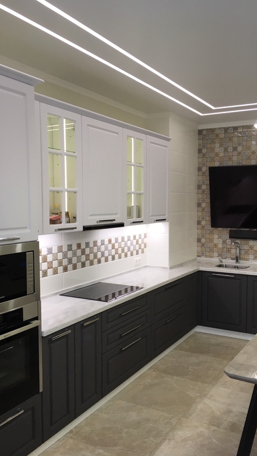 Белый кухонный гарнитур-Кухня МДФ в пленке ПВХ «Модель 505»-фото1