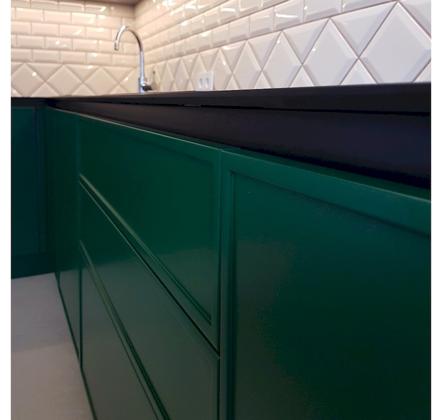 Купить зеленую кухню-Кухня МДФ в эмали «Модель 599»-фото3